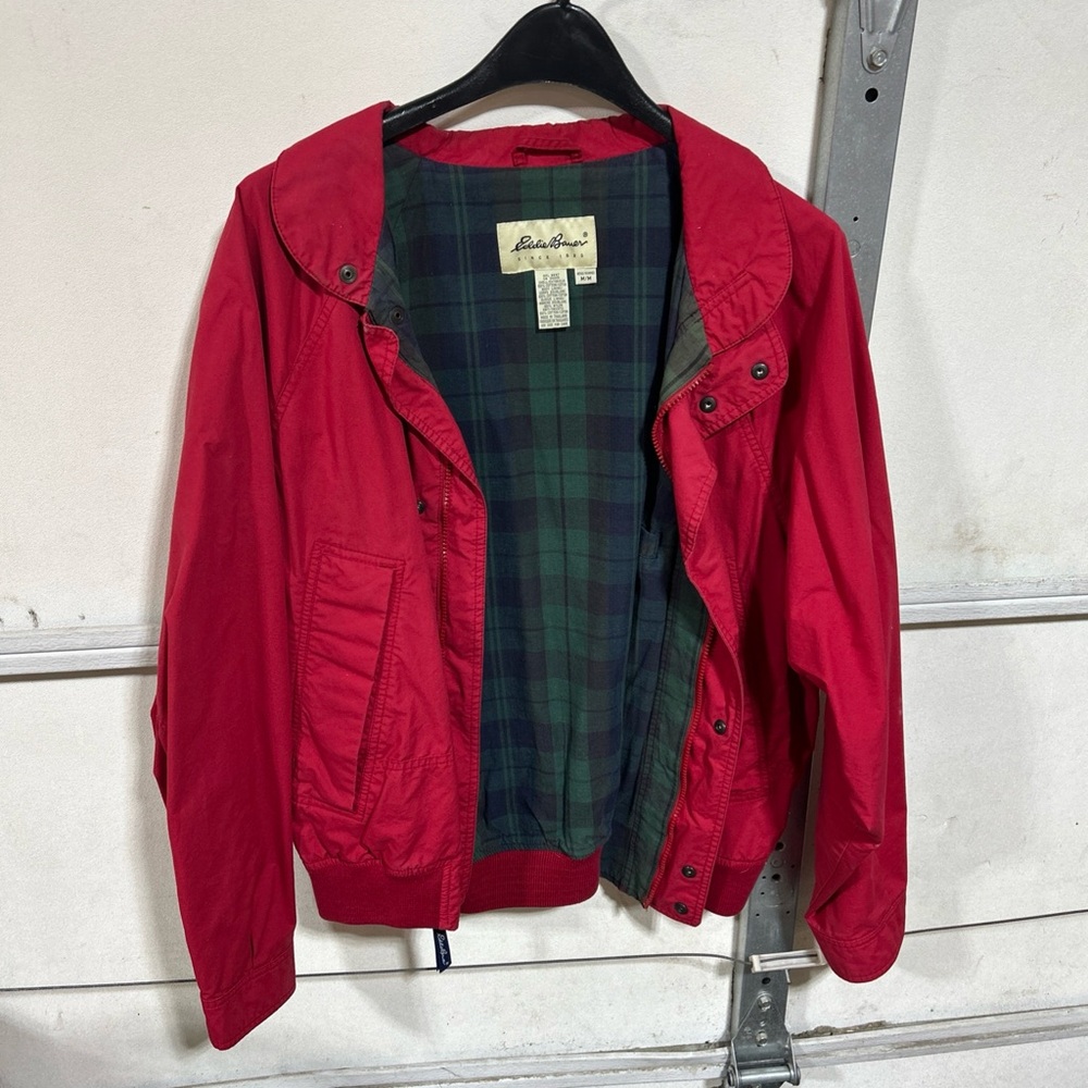 Eddie Bauer Jacket Mens Sz M Red Blanket Lined Wool Vtg Parka Water Rep.